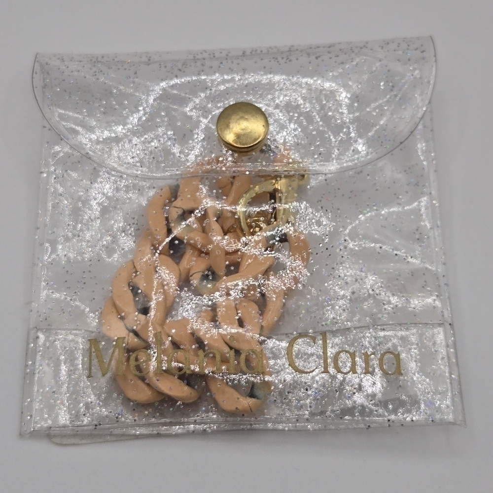 Melania Clara Shakira Chunky Enamel Chain Bracelet Peachy Tan — image 2 of 4